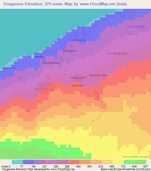 Vougenere,Vanuatu Elevation Map