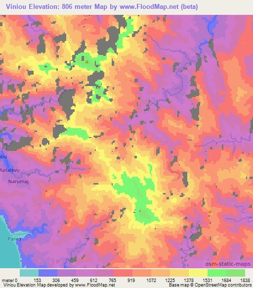 Viniou,Vanuatu Elevation Map