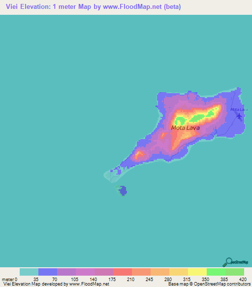 Viei,Vanuatu Elevation Map