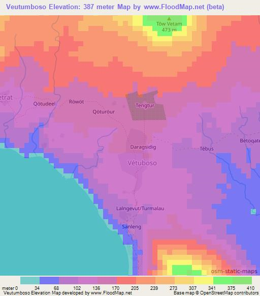 Veutumboso,Vanuatu Elevation Map