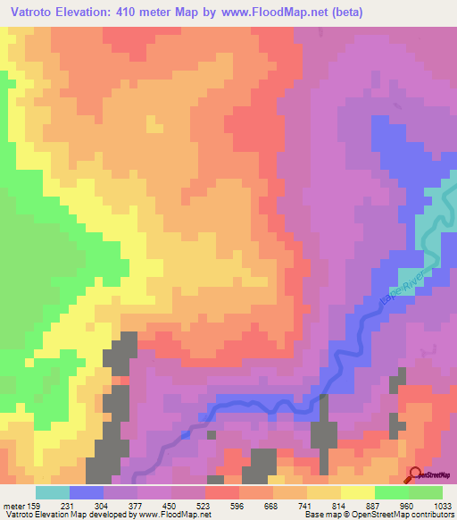 Vatroto,Vanuatu Elevation Map