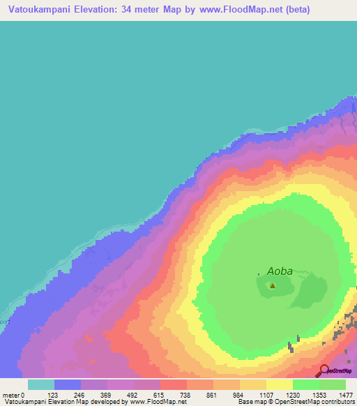 Vatoukampani,Vanuatu Elevation Map