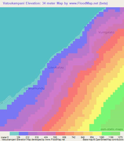 Vatoukampani,Vanuatu Elevation Map