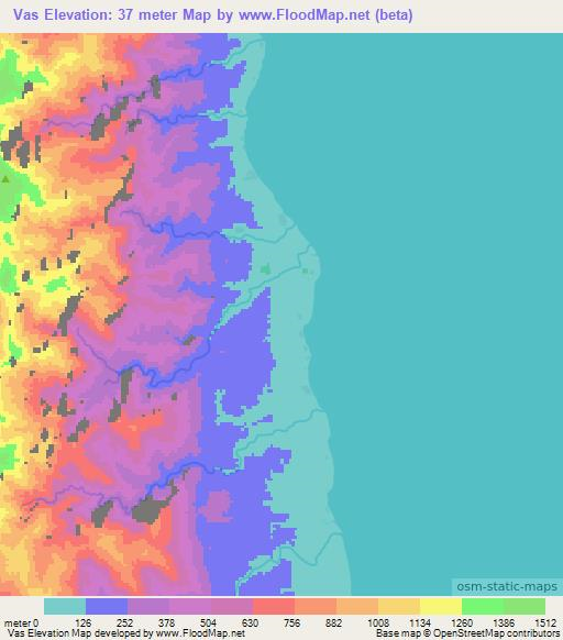 Vas,Vanuatu Elevation Map