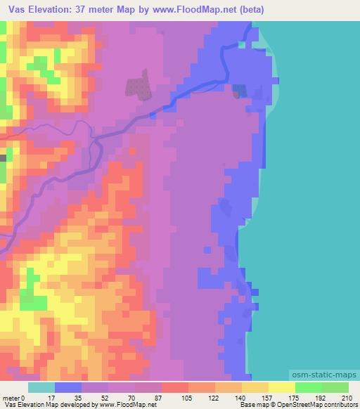 Vas,Vanuatu Elevation Map