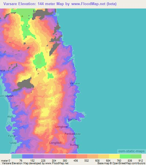 Varsare,Vanuatu Elevation Map