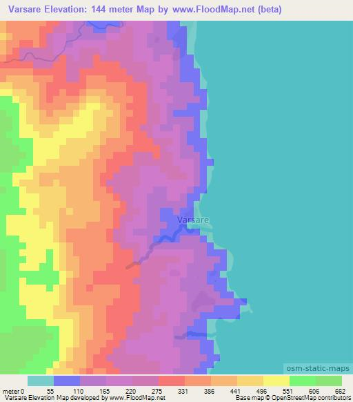 Varsare,Vanuatu Elevation Map