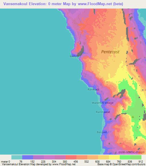 Vansemakoul,Vanuatu Elevation Map