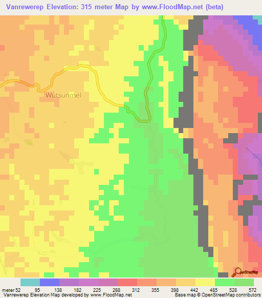 Vanrewerep,Vanuatu Elevation Map
