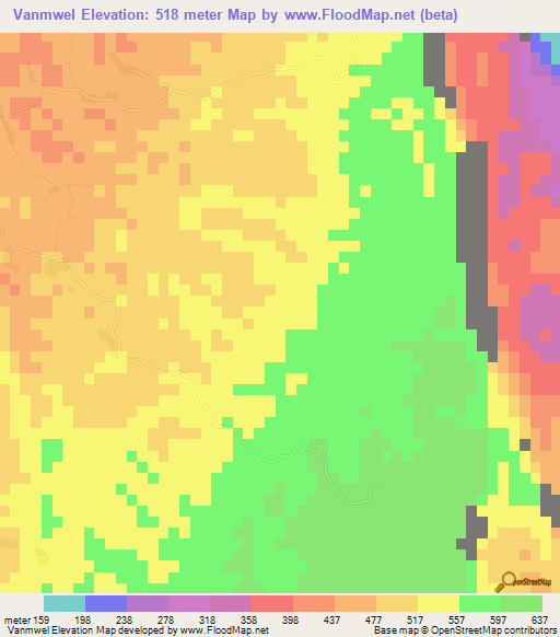 Vanmwel,Vanuatu Elevation Map