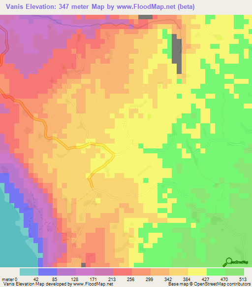 Vanis,Vanuatu Elevation Map