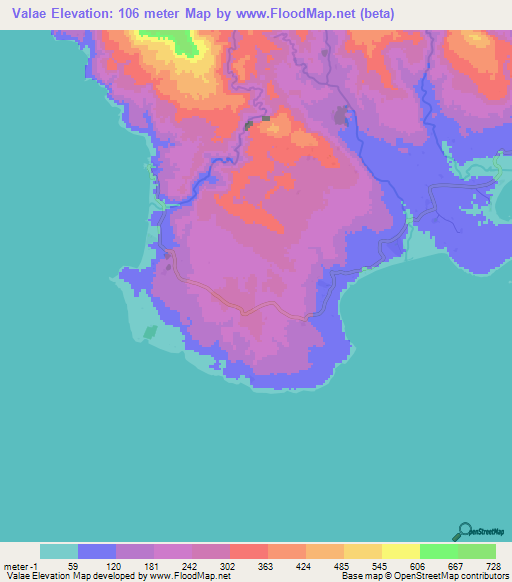 Valae,Vanuatu Elevation Map