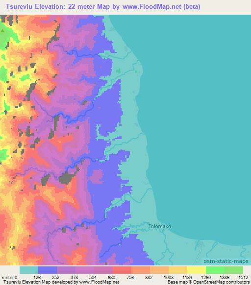 Tsureviu,Vanuatu Elevation Map