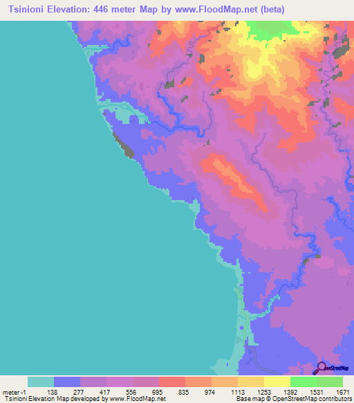 Tsinioni,Vanuatu Elevation Map
