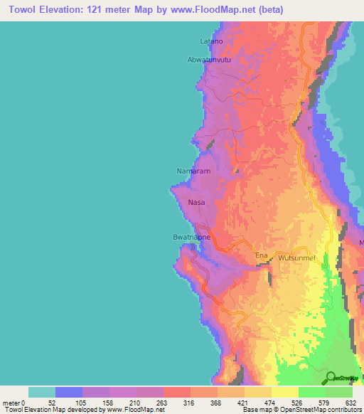 Towol,Vanuatu Elevation Map