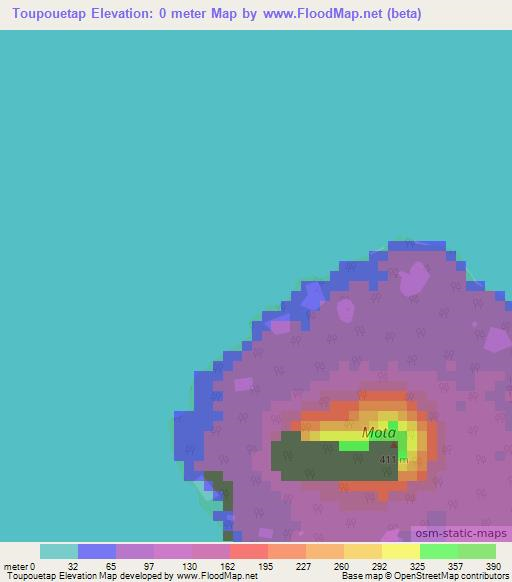 Toupouetap,Vanuatu Elevation Map