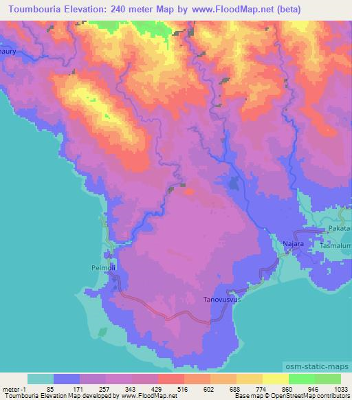 Toumbouria,Vanuatu Elevation Map