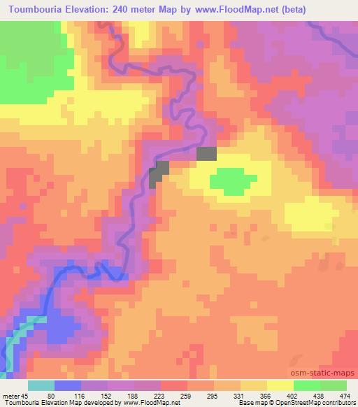 Toumbouria,Vanuatu Elevation Map