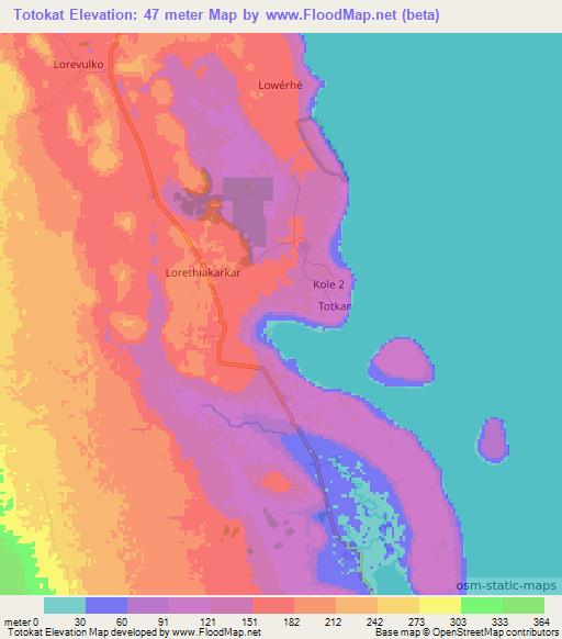 Totokat,Vanuatu Elevation Map