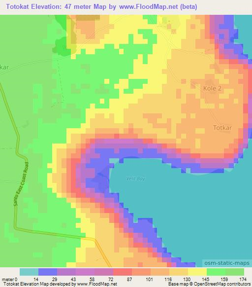 Totokat,Vanuatu Elevation Map