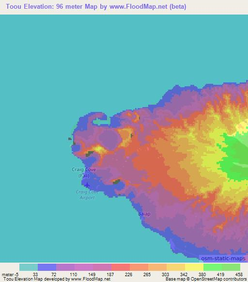 Toou,Vanuatu Elevation Map