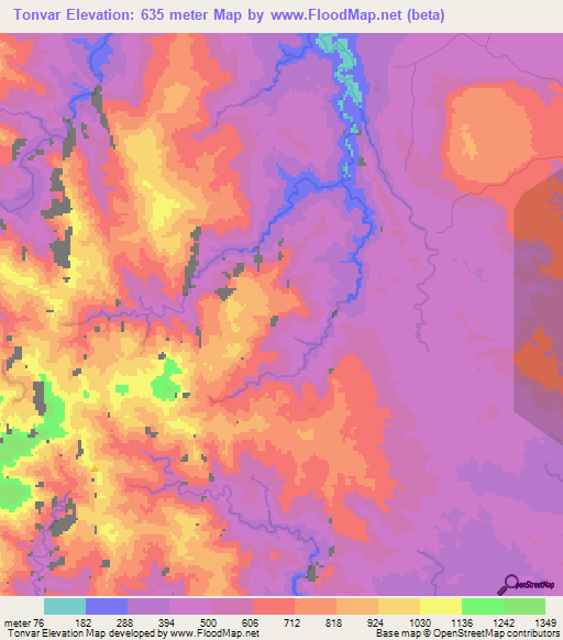Tonvar,Vanuatu Elevation Map