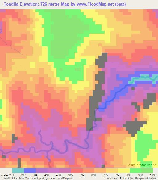 Tondila,Vanuatu Elevation Map