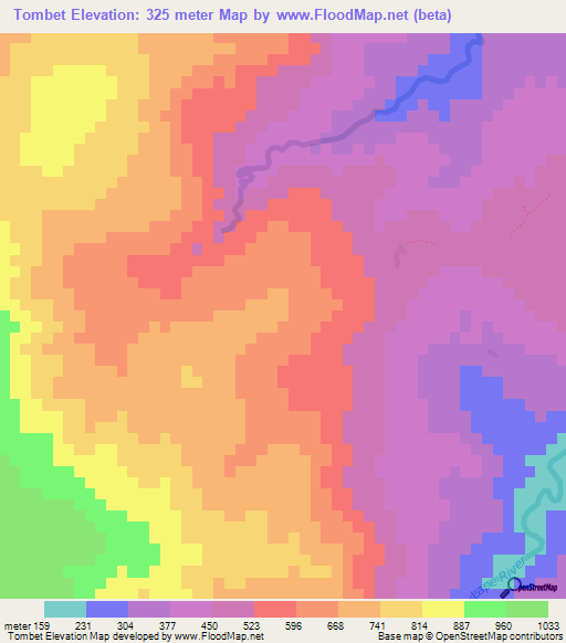 Tombet,Vanuatu Elevation Map