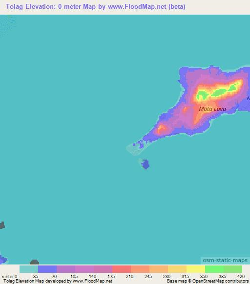 Tolag,Vanuatu Elevation Map