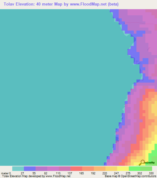 Tolav,Vanuatu Elevation Map