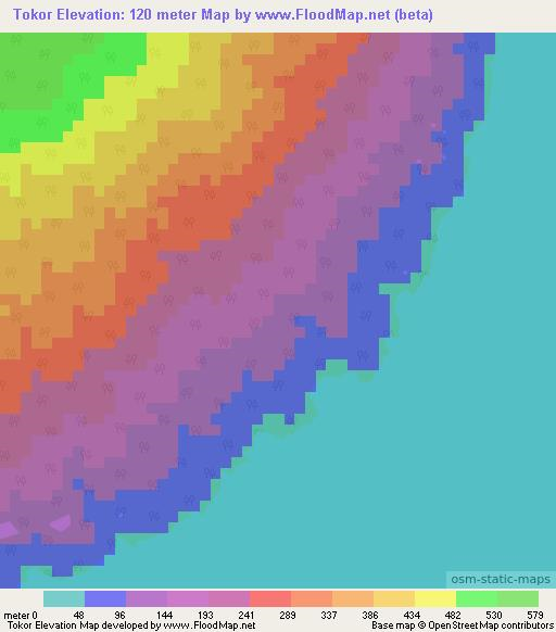 Tokor,Vanuatu Elevation Map