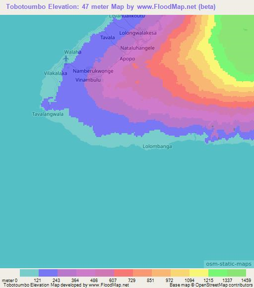 Tobotoumbo,Vanuatu Elevation Map