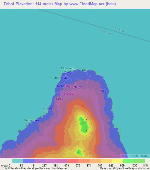 Tobol,Vanuatu Elevation Map