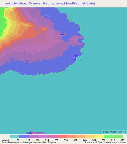 Toak,Vanuatu Elevation Map