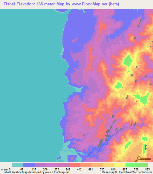 Tisbel,Vanuatu Elevation Map