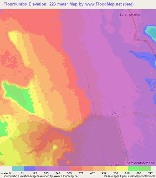 Tiouroumbo,Vanuatu Elevation Map