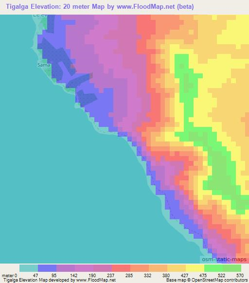 Tigalga,Vanuatu Elevation Map