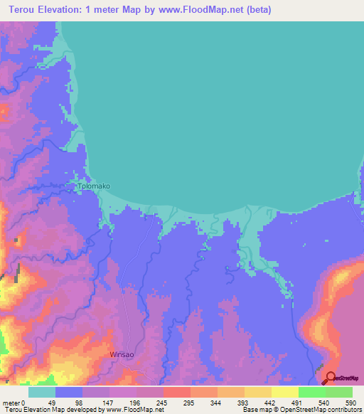Terou,Vanuatu Elevation Map