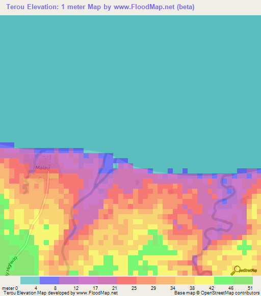 Terou,Vanuatu Elevation Map