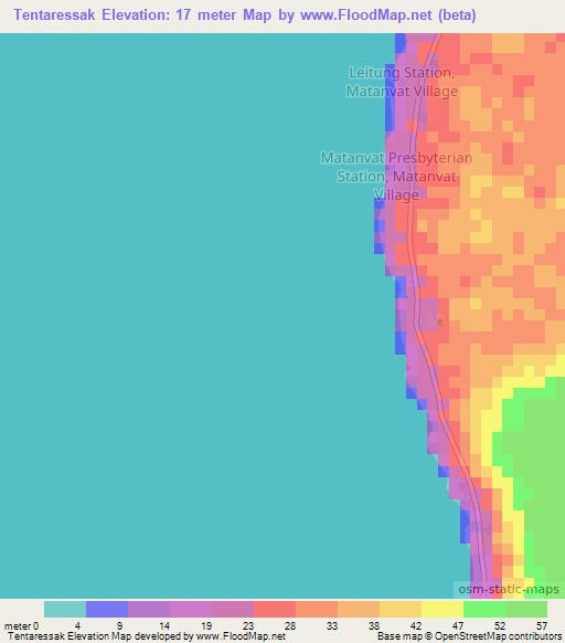 Tentaressak,Vanuatu Elevation Map