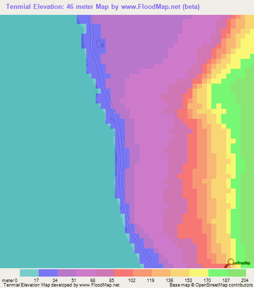 Tenmial,Vanuatu Elevation Map