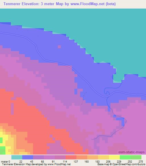 Tenmerer,Vanuatu Elevation Map