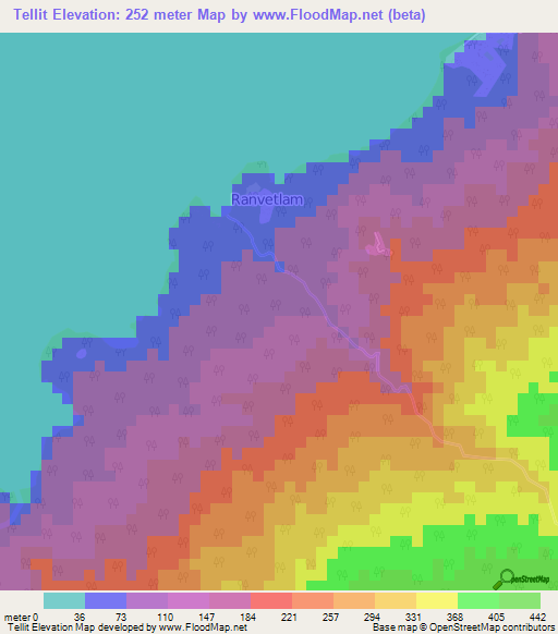 Tellit,Vanuatu Elevation Map