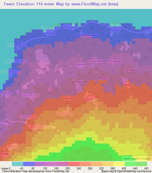 Tawor,Vanuatu Elevation Map