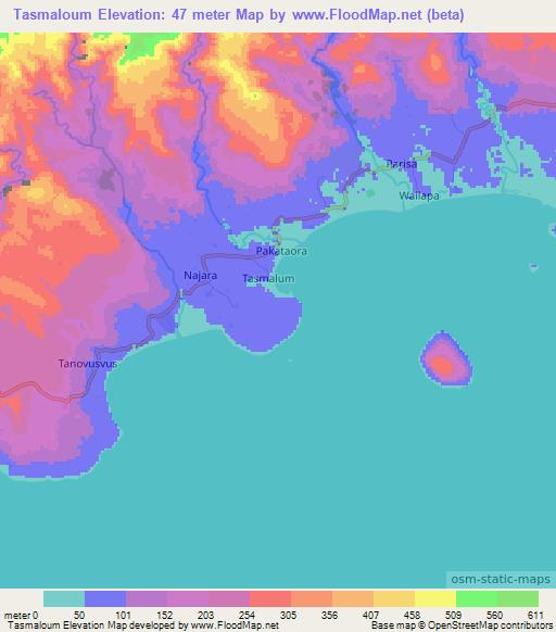 Tasmaloum,Vanuatu Elevation Map