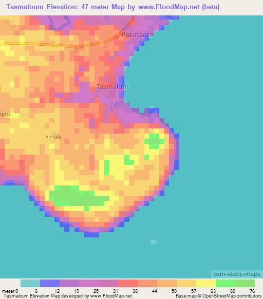 Tasmaloum,Vanuatu Elevation Map