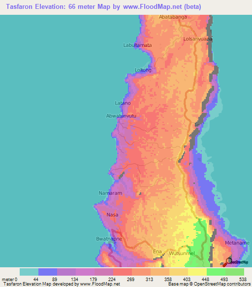 Tasfaron,Vanuatu Elevation Map