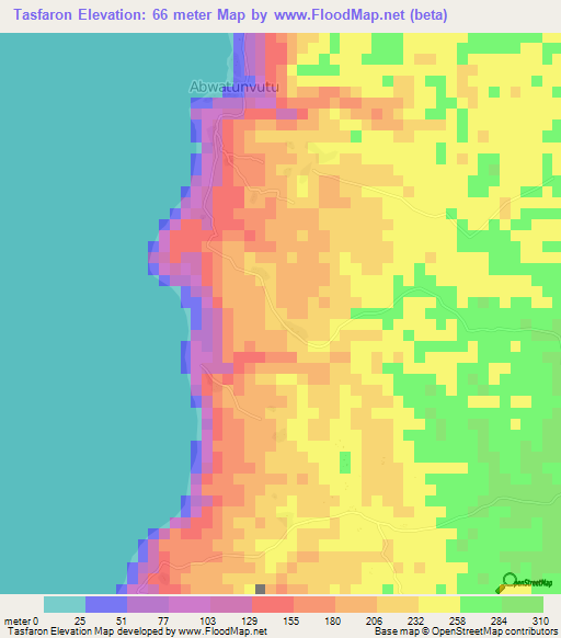 Tasfaron,Vanuatu Elevation Map