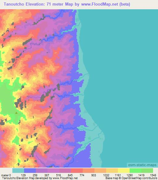 Tanoutcho,Vanuatu Elevation Map