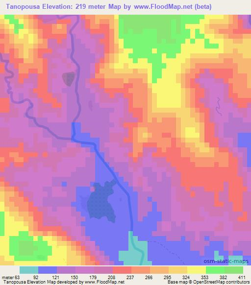 Tanopousa,Vanuatu Elevation Map